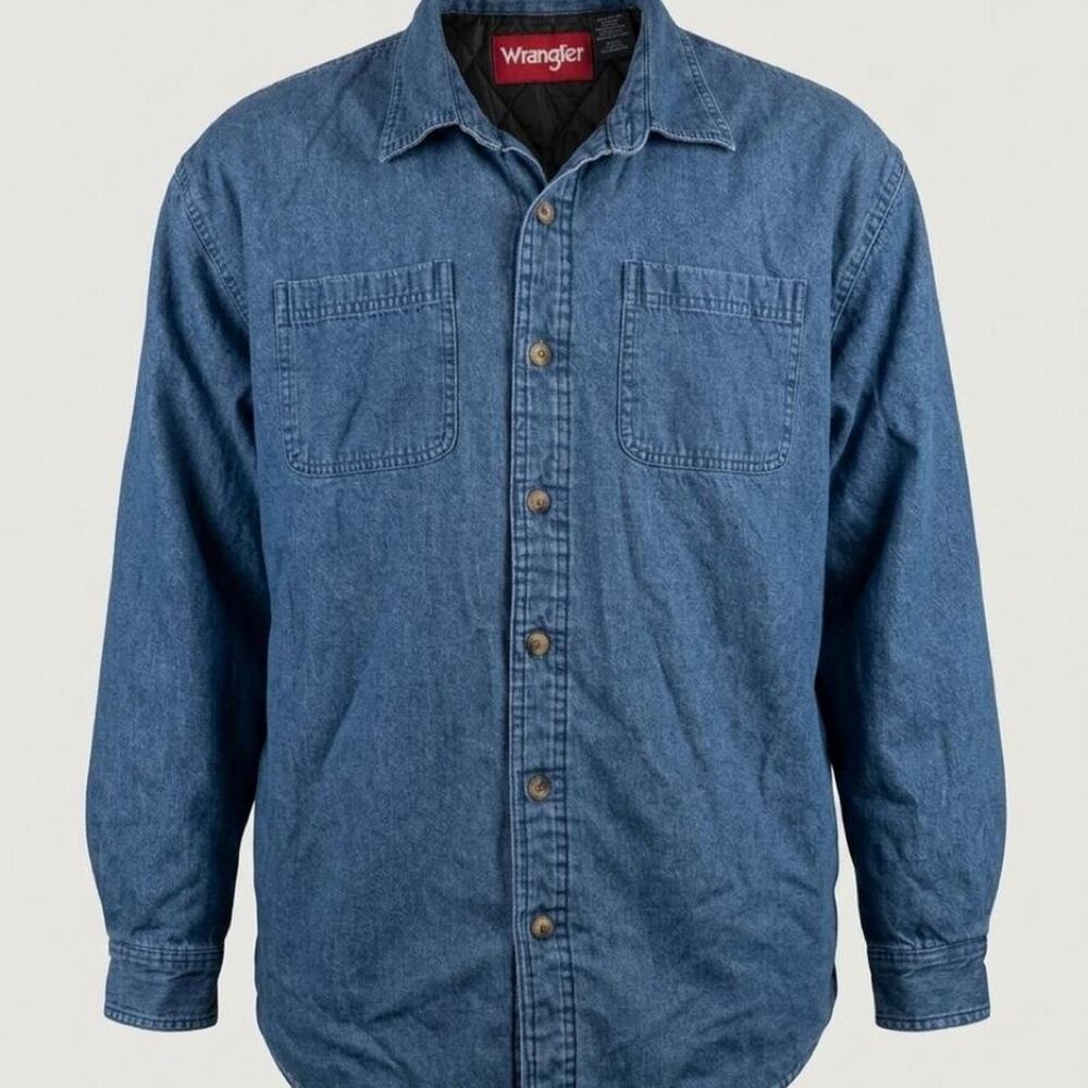 Wrangler Men's XL Denim Shirt Jacket Quilted Lined Shacket